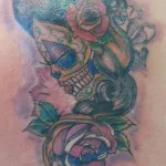 Colourful skull lady tattoo
